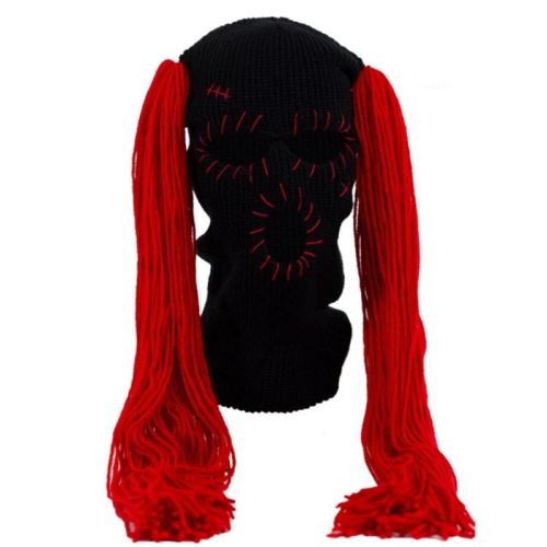 Double Ponytail Hat Wig Adult Autumn And Winter Warm Pullover Cap Festival Funny Knitted Hat