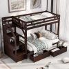 Twin over Full Bunk Bed with Two Drawers and Staircase;  Down Bed can be Converted into Daybed