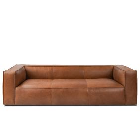 Vanessa Full Aniline Leather Stationary Sofa (Color: as Pic)