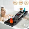 Bathtub Caddy Tray Crafted Bamboo Bath Tray Table Extendable Reading Rack Tablet Phone Holder