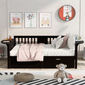 Full size Daybed with Two Drawers, Wood Slat Support (Color: Espresso)