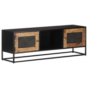 TV Cabinet 47.2"x11.8"x15.7" Rough Mango Wood (Color: Black)