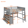 Full size Loft Bed with Drawers and Desk;  Wooden Loft Bed with Shelves