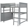 Full size Loft Bed with Drawers and Desk;  Wooden Loft Bed with Shelves