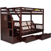 Twin over Full Bunk Bed with Two Drawers and Staircase;  Down Bed can be Converted into Daybed