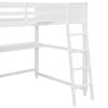 Full size Loft Bed with Drawers and Desk;  Wooden Loft Bed with Shelves