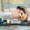 Bathtub Caddy Tray Crafted Bamboo Bath Tray Table Extendable Reading Rack Tablet Phone Holder