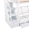 Twin over Full Bunk Bed with Two Drawers and Staircase;  Down Bed can be Converted into Daybed