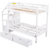 Twin over Full Bunk Bed with Two Drawers and Staircase;  Down Bed can be Converted into Daybed