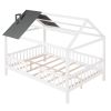 Full Size Wood House Bed with Fence