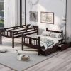 Twin over Full Bunk Bed with Two Drawers and Staircase;  Down Bed can be Converted into Daybed