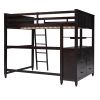 Full size Loft Bed with Drawers and Desk;  Wooden Loft Bed with Shelves
