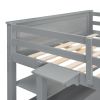 Full size Loft Bed with Drawers and Desk;  Wooden Loft Bed with Shelves