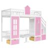 Twin-Over-Twin Bunk Bed with Changeable Table ;  Bunk Bed Turn into Upper Bed and Down Desk with 2 Drawers