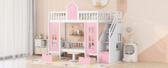 Twin-Over-Twin Bunk Bed with Changeable Table ;  Bunk Bed Turn into Upper Bed and Down Desk with 2 Drawers