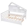 Full Size Platform Bed with Trundle and Shelves