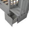 Full Over Full Bunk Bed with Shelves and 6 Storage Drawers