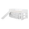 Low Twin Size Loft Bed with Cabinets;  Shelves and Slide