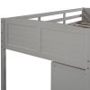 Low Twin Size Loft Bed with Cabinets;  Shelves and Slide