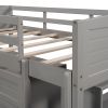 Low Twin Size Loft Bed with Cabinets;  Shelves and Slide