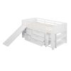 Low Twin Size Loft Bed with Cabinets;  Shelves and Slide