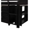 Low Twin Size Loft Bed with Cabinets;  Shelves and Slide