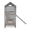 Twin over Twin House Bunk Bed with Trundle and Slide ; Storage Staircase; Roof and Window Design