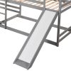 Full and Twin Size L-Shaped Bunk Bed with Slide and Short Ladde