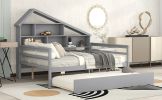 Full Size Platform Bed with Trundle and Shelves