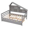 Full Size Platform Bed with Trundle and Shelves