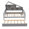 Full Size Platform Bed with Trundle and Shelves