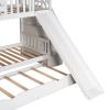 Twin over Twin House Bunk Bed with Trundle and Slide ; Storage Staircase; Roof and Window Design