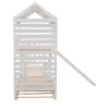Twin over Twin House Bunk Bed with Trundle and Slide ; Storage Staircase; Roof and Window Design