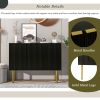 Modern Simple Sideboard with Particle Board and MDF Board;  Adjustable Shelves Luxury Style Cabinet with Gold Metal Legs and Handles for Hallway