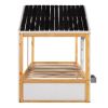 Twin Size House Shaped Canopy Bed with Black Roof and White Window; Blackboard and Little Shelf;