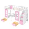 Twin-Over-Twin Bunk Bed with Changeable Table ;  Bunk Bed Turn into Upper Bed and Down Desk with 2 Drawers