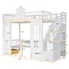 Twin-Over-Twin Bunk Bed with Changeable Table ;  Bunk Bed Turn into Upper Bed and Down Desk with 2 Drawers