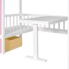 Twin-Over-Twin Bunk Bed with Changeable Table ;  Bunk Bed Turn into Upper Bed and Down Desk with 2 Drawers