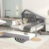 Full Size Platform Bed with Trundle and Shelves