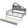 Full Size Platform Bed with Trundle and Shelves