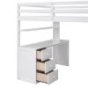 Full size Loft Bed with Drawers,Desk,and Wardrobe