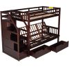 Twin over Full Bunk Bed with Two Drawers and Staircase;  Down Bed can be Converted into Daybed