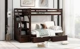 Twin over Full Bunk Bed with Two Drawers and Staircase;  Down Bed can be Converted into Daybed