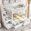 Twin over Full Bunk Bed with Two Drawers and Staircase;  Down Bed can be Converted into Daybed