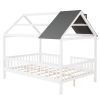 Full Size Wood House Bed with Fence