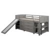 Low Twin Size Loft Bed with Cabinets;  Shelves and Slide