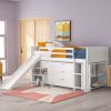 Low Twin Size Loft Bed with Cabinets;  Shelves and Slide