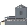 Twin Size House Platform Beds with Two Drawers for Boy and Girl Shared Beds, Combination of 2 Side by Side Twin Size Beds