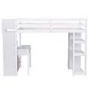 Twin size Loft Bed with Storage Drawers ,Desk and Stairs, Wooden Loft Bed with Shelves