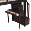 Twin size Loft Bed with Storage Drawers ,Desk and Stairs, Wooden Loft Bed with Shelves